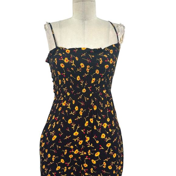 Whistles Aster Floral Textured Jumpsuit Black Yellow Print Size 0 - Picture 3 of 14